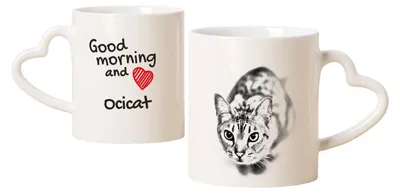 Produktbild von Ocicat Tasse mit Katze, entzückende Tasse mit herzförmigem Henkel, universelles Geschenk der Marke Art-Dog
