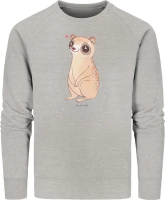 Produktbild von Mr. & Mrs. Panda Baumwoll Pullover Plumplori Glücklich Größe S - Heather Grey - Geschenk, Niedlich, Sweater, Glück, Pulli, Lustige Sprüche, Bio-Pullover, Sweatshirt