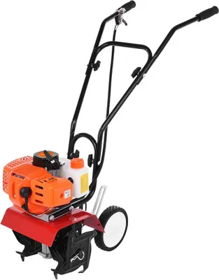Imagen del producto de Fresadora de jardín, cultivador de gasolina, 2 tiempos, 9000 U/min, 1,2 l, depósito de combustible, 15,2 cm, profundidad de trabajo 20,1 cm, anchura de trabajo, capacidad de excavación, 3 PS / 1,65 kW, 52 cc, mini fresadora de jardín para trabajos de jardinería