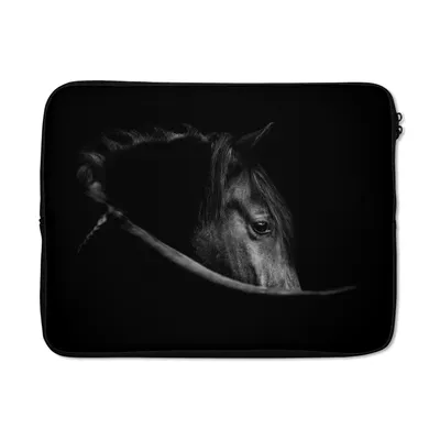 Produktbild von MuchoWow® Laptop Hülle 15 Zoll Pferde - Porträt - Schwarz - Tiere Laptoptasche - Laptoptasche - Sleeve - Rundum-Schutz