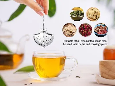 Productafbeelding van Famanu theefilter set, 6 stuks - roestvrij staal met ketting, voor losse thee
