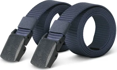 Produktbild von hemmy Canvas Uni Stoffgürtel ( 2er Pack ) 130cm x 3,8cm, Verstellbarer Arbeitsgürtel ohne Löcher - Kunststoffschnalle - Gürtel für Damen und Herren