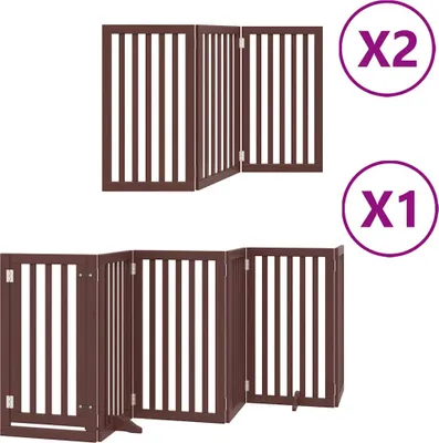 Immagine prodotto di vidaXL Cancello per cani a 12 pezzi con porta Pieghevole Marrone 600 cm Legno di pioppo