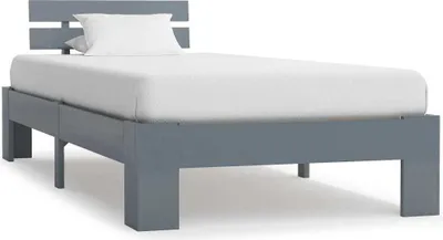 Image de Cadre de lit sans matelas gris bois massif de pin 100x200 cm