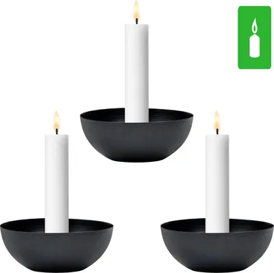 Imagen del producto de Soporte para velas Bokka, de metal, para cuatro velas, color negro, 12 cm
