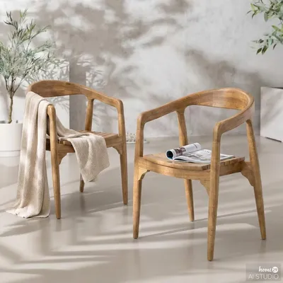 Produktbild von home24 Massiver Gartenstuhl - 2er-Set - Teak massiv - Braun