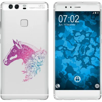 Produktbild von PhoneNatic Case kompatibel mit Huawei P9 Silikon-Hülle Floral Pferd M5-6