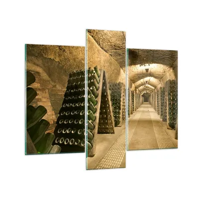 Produktbild von Bilder auf glas - Weinkeller Flaschen Keller - 95x80cm - Glasbilder - Wandbilder - Kunstdruck - zum Aufhängen bereit - Wanddekoration aus Glas - Glas Bilder - Wandbild auf Glas - GCB95x80-0366