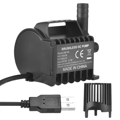 Produktbild von Tauchwasserpumpe, elektrisch, 500 l/h, kleine Springbrunnenpumpe mit max. 1,5 m Hubhoehe, 2 m USB-Kabel und Saugnapfsockel, tragbare Minipumpe fuer Fischtank, Teich, Aquarium, Tiertraenke