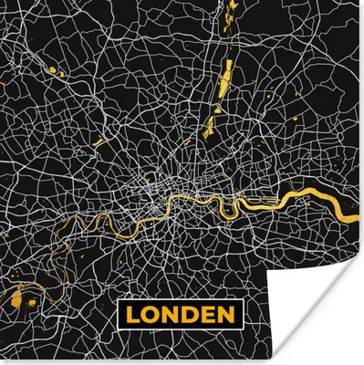 Produktbild von MuchoWow® Poster London - Stadtplan - Gold - Karte 75x75 cm - Wand Dekoration