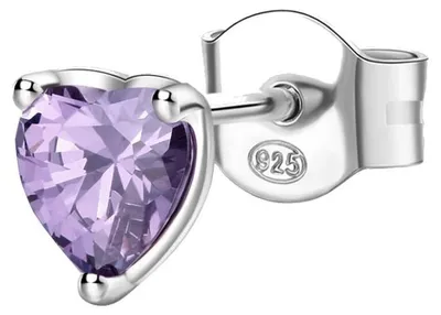 Immagine prodotto di Orecchini singoli d'argento Cuore fantasia magia viola FMP92