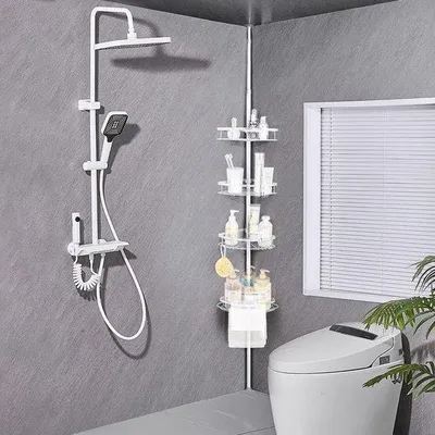 Produktbild von Einstellbares Edelstahl-Regal, 73-265 cm, grau, 4 Platten