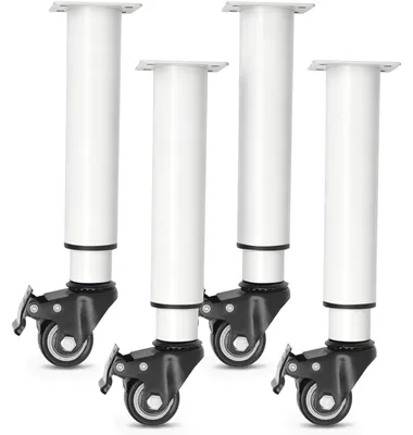 Image de Pieds de lit réglables en hauteur, supports centraux robustes de taille moyenne, supports de lit pour les traverses centrales, kit de renforcement pour sommiers à lattes, 4 pièces (blanc, 315-450 mm)