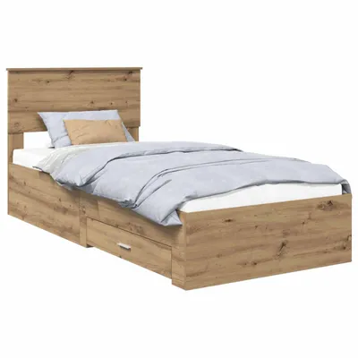 Produktbild von vidaXL Bettrahmen mit Kopfteil Artisan-Eiche 90 x 200 cm Holzwerkstoff