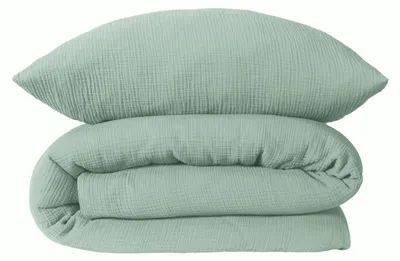 Produktbild von SCHIESSER Bettwäscheset Molly | Einfarbig | Musselin | 2-teilig | 100% Baumwolle | Weich & Angenehm | YKK-Reißverschluss | 135x200 cm + 80x80 cm | Hellgrün