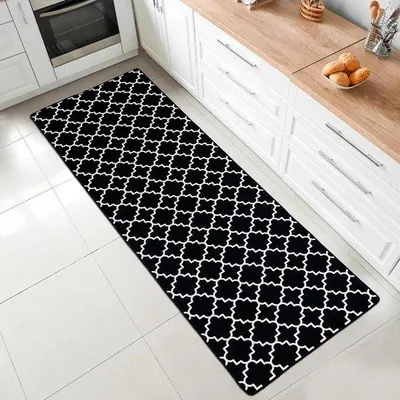 Immagine prodotto di Tappeto antiscivolo geometrico moderno nero 80x300 cm