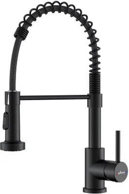 Immagine prodotto di Rubinetto da cucina in acciaio inossidabile, orientabile a 360 gradi, 2 getti d'acqua, colore nero opaco