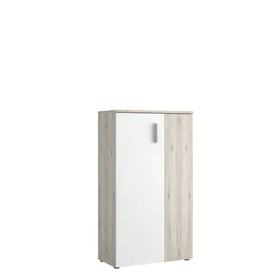 Produktbild von Schuhschrank Boots in weiß und Sandeiche für Flur und Diele 69 x 120 cm Kommode