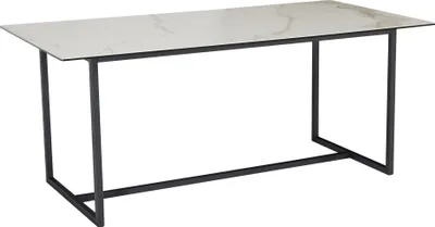Immagine prodotto di WOHNLING Tavolo da pranzo 180x90x76 cm in vetro ceramico, bianco effetto marmo, tavolo da cucina grande, tavolo rettangolare in vetro, tavolo da pranzo