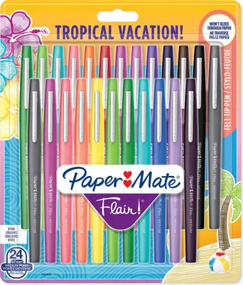 Produktbild von Paper Mate Flair Filzstifte | mittlere Spitze (0,7mm) | Tropical Farben | 24 Stück