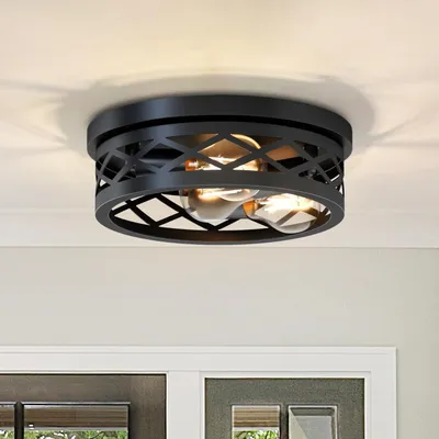 Immagine prodotto di Lampada da soffitto LED retrò vintage, nera, a 3 luci, attacco E27, stile industriale, ideale per scale, ambienti circolari, metallo. Lampada da cucina per soggiorno, camera da letto, cucina, corridoio, ingresso (senza lampadine)