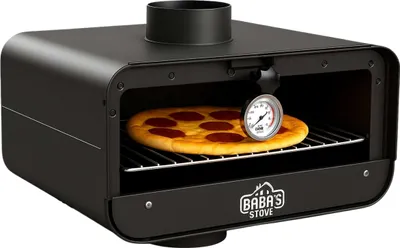 Produktbild von Babas Rauchrohr Backofen Kaminofen Backaufsatz Ofenrohr Backfach 150 mm Universal für Holzofen Kamin Integriertes Thermometer
