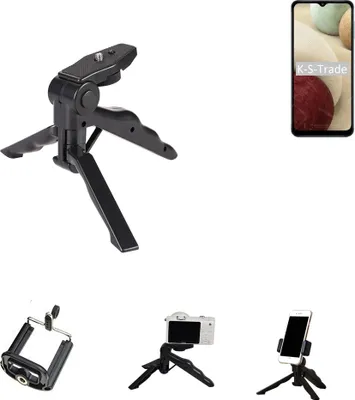 Produktbild von K-S-Trade Stativ Tisch-Ständer Dreibein Handy-Stativ Ständer kompatibel mit Samsung Galaxy A12 Nacho Mini-Stativ Smartphone Tripod Handy-Stativ aus
