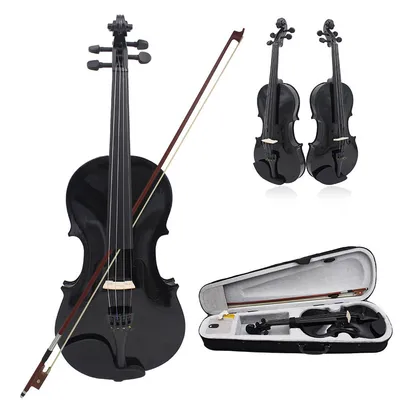 Produktbild von Violinen, 4/4 Full Size Violin Set, Üben Sie eine Geige aus Massivholz, Erwachsenengeige für Anfänger, Massivholzgeige mit Etui