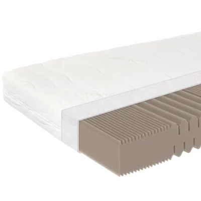 A cross-section of a mattress is shown against a white background.
