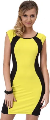 Produktbild von Longshirt Tunika Top Minikleid zweifarbig, S/M; Gelb