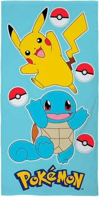 Produktbild von Pokemon Badetuch Squirtle und Pikachu 70 x 140 cm lightBlau