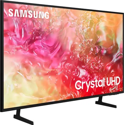 A Samsung television with a colorful abstract image displayed on its screen.