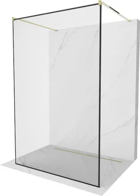 Image de Mexen Kioto paroi de douche autoportante 160 x 200 cm, motif noir 8 mm, or- 800-160-002-50-70