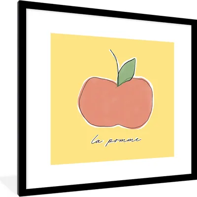 Produktbild von MuchoWow® Gerahmtes Poster Apfel - Obst - Text 40x40 cm - Poster mit Schwarzem Bilderrahmen Wandposter Rahmen Foto Bilder - Poster - Plakat im Rahmen