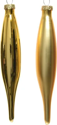 Produktbild von Christbaumschmuck Eiszapfen 15cm Glas 6er Set - Hellgold