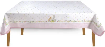 Produktbild von Tischdecke HAPPY EASTER mit Blumen und Hasen 250x145cm 100% Baumwolle Easy Life