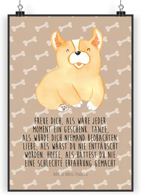 Produktbild von Mr. & Mrs. Panda Bild Corgie DIN A3 - Hundeglück - Geschenk, Wandbild, Sprüche, Hund, Kunstdruck, Lebensfroh, Corgi, Spruch, Motivation, Wanddekoration, drucke, wanddeko