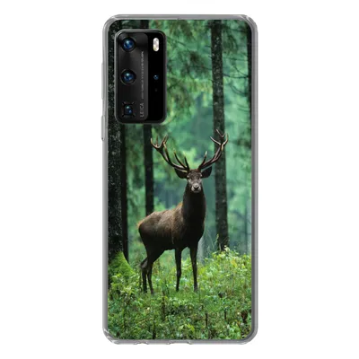 Produktbild von MuchoWow® Handyhülle Schutzhülle Hülle für Huawei P40 Pro Hirsche - Wald - Bäume - Tiere - Natur Silikon Softcase Handy Hülle - Schutz