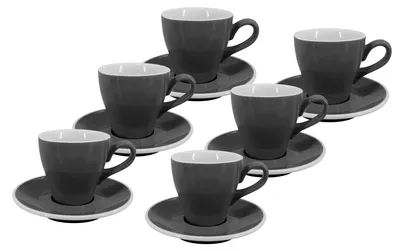 Immagine prodotto di Set di 6 pezzi - Tazza Lungo con piattino Milano, 150 ml, grigio