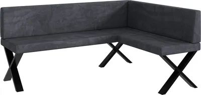 Produktbild von MEBLINI Eckbank für Esszimmer - Küchenbank - Essecke - Sitzecke Küche - TONI - X-Beine 128x168x87cm Rechts - Dunkelgrau Samt
