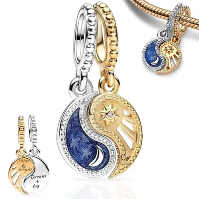 Teilbarer Sonne-Mond-Anhänger aus 925er Silber, 1,2 cm