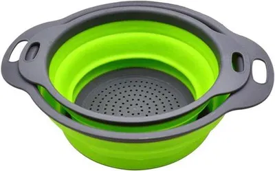Obrázok produktu pre Skladacie sitko, zelené, silikónové, sada 2 ks, úspora miesta