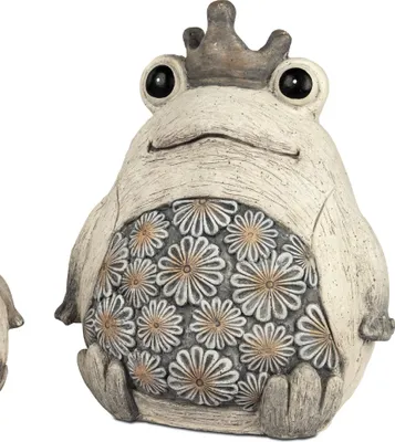 Produktbild von Dekofigur Froschkönig BLUMENDEKOR H. 38cm creme grau Formano WA