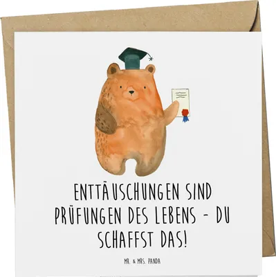 Produktbild von Mr. & Mrs. Panda Glückwunschkarte Mit Enttäuschungen umgehen - Weiß - Geschenk, Stärke, positive Sprüche, Grußkarte, anlasskarte, Klappkarte, Lebensherausforderungen