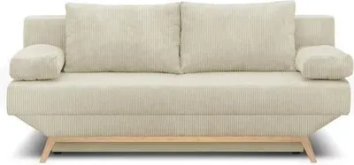 Image de Banquette Convertible 3 Places, Coffre de Rangement, Velours Côtelé Beige, 190 x 92 x 84 cm, Couchage 140 x 190 cm