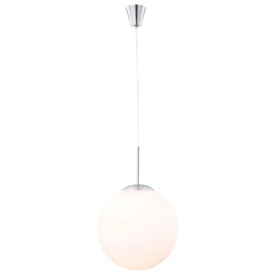 Produktbild von Pendellampe, Metall Glas Schirm, Kugel, silber opal, D 25 cm