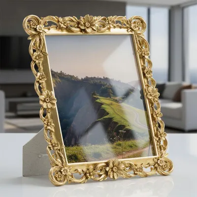 Immagine prodotto di Cornice barocca a motivi floreali, in resina, 20x25 cm, color oro, modello classico di Mauro Ferretti