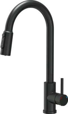 Produktbild von QUADRON Küchenarmatur CINDY Dreiwege Mischbatterie 360°, Farbe: Carbon, Höhe: 42,5 cm Armatur Küche aus Edelstahl, Ausziehbar, Wasserhahn für Küche