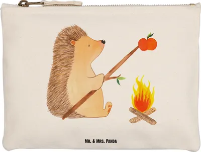 Produktbild von Mr. & Mrs. Panda Kulturtasche Igel Grillen Größe M - Weiß - Geschenk, Stoffbeutel, Arbeitslos, Spruch, Lustige Sprüche, Federmappe, Kulturbeutel, Sinn Des Lebens, Pouch