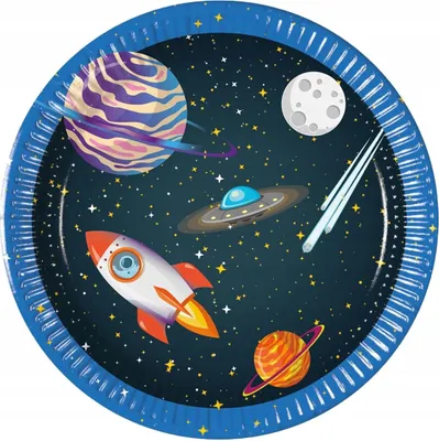 Produktbild von Weltraumteller Rakete Planeten Mond 20cm 8St